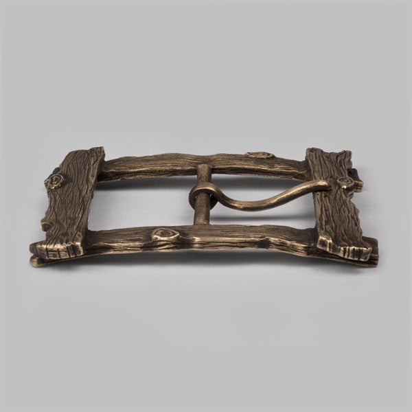 Bespoke antique bark brass belt buckle for James Corden's The Baker character in Disney's Into The Woods
