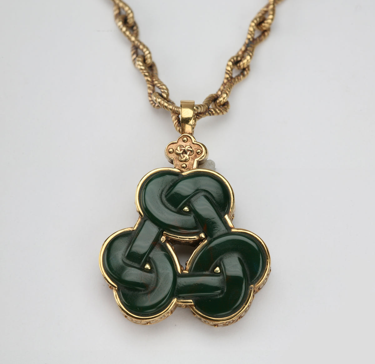 Bespoke Triskelion love knot pendant necklace for Angelina Jolie's Maleficent character in Disney's Maleficent