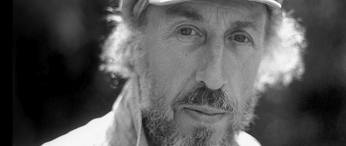 Black and white portrait of a bearded man in a white cap, from a round-up of London art in October