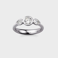 Angel 1/2 Carat Three Stone Engagement Ring in Platinum - Alternate View