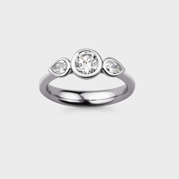 Angel 1/2 Carat Three Stone Engagement Ring in Platinum - Alternate View