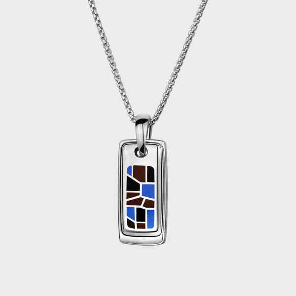Enamel Mosaic Necklace in Sterling Silver - Front View