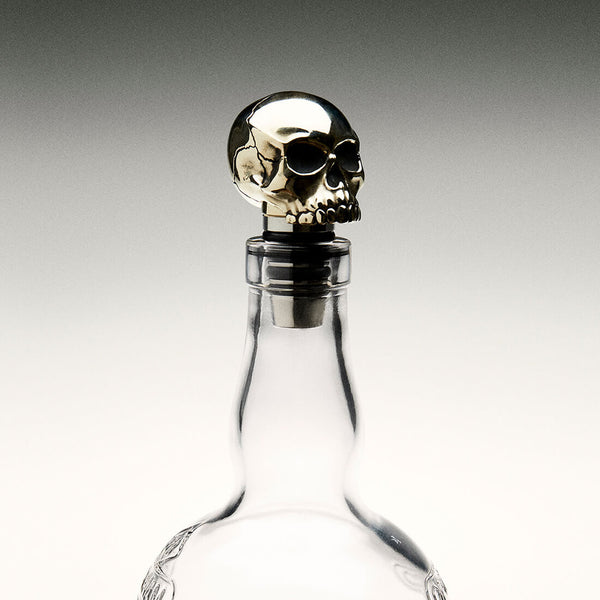 Gothic Skull Bottle Stopper in Polished Brass and Food Grade Stainless Steel Stopper for Small Bottles