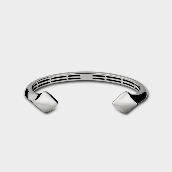 front and inside detail of a silver Arrowhead Bangle