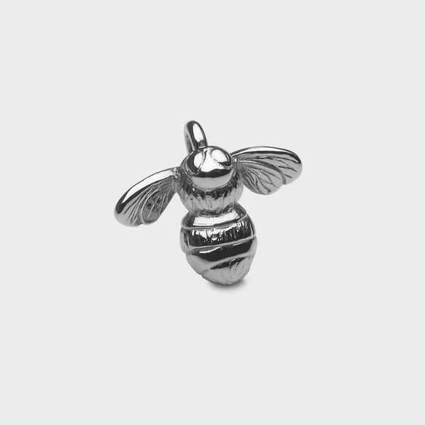 close up of a silver Bumblebee Charm