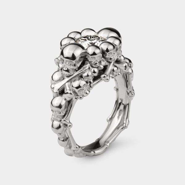 Catacomb Skull & Bones Ring in Sterling Silver