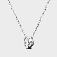 Carved Skull Necklace in Sterling Silver