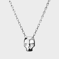 Large Carved Skull Necklace in Sterling Silver