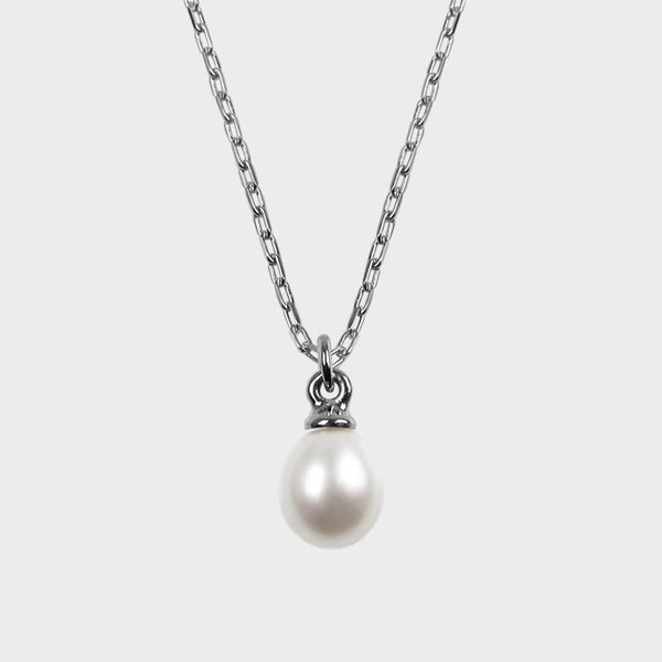 Large Vermeer Pearl Drop Necklace in Sterling Silver