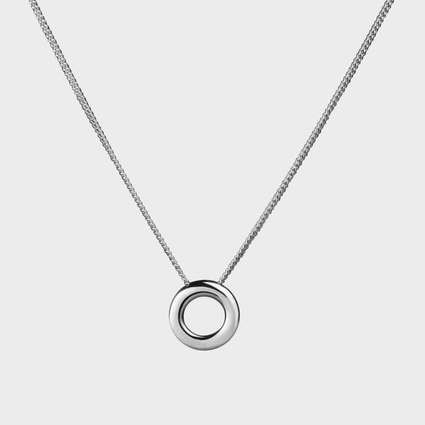 close up of a silver Mini Pop Necklace